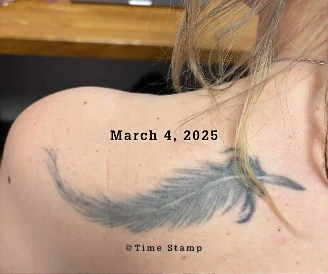Veer tattoo, schouderblad — voor PICO-laser sessie 1